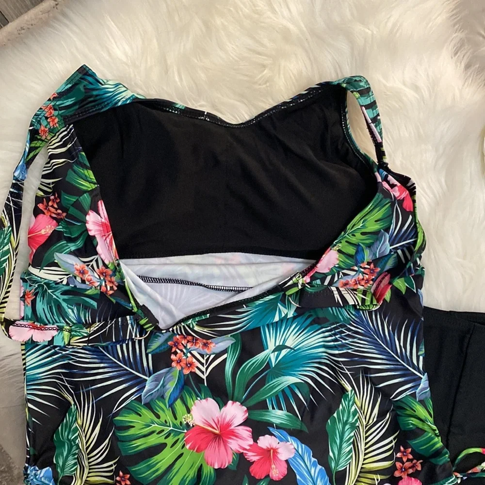 Tropical Print Women’s Tankini Swimwear  Set Sz XL NEW! - Picture 3 of 3